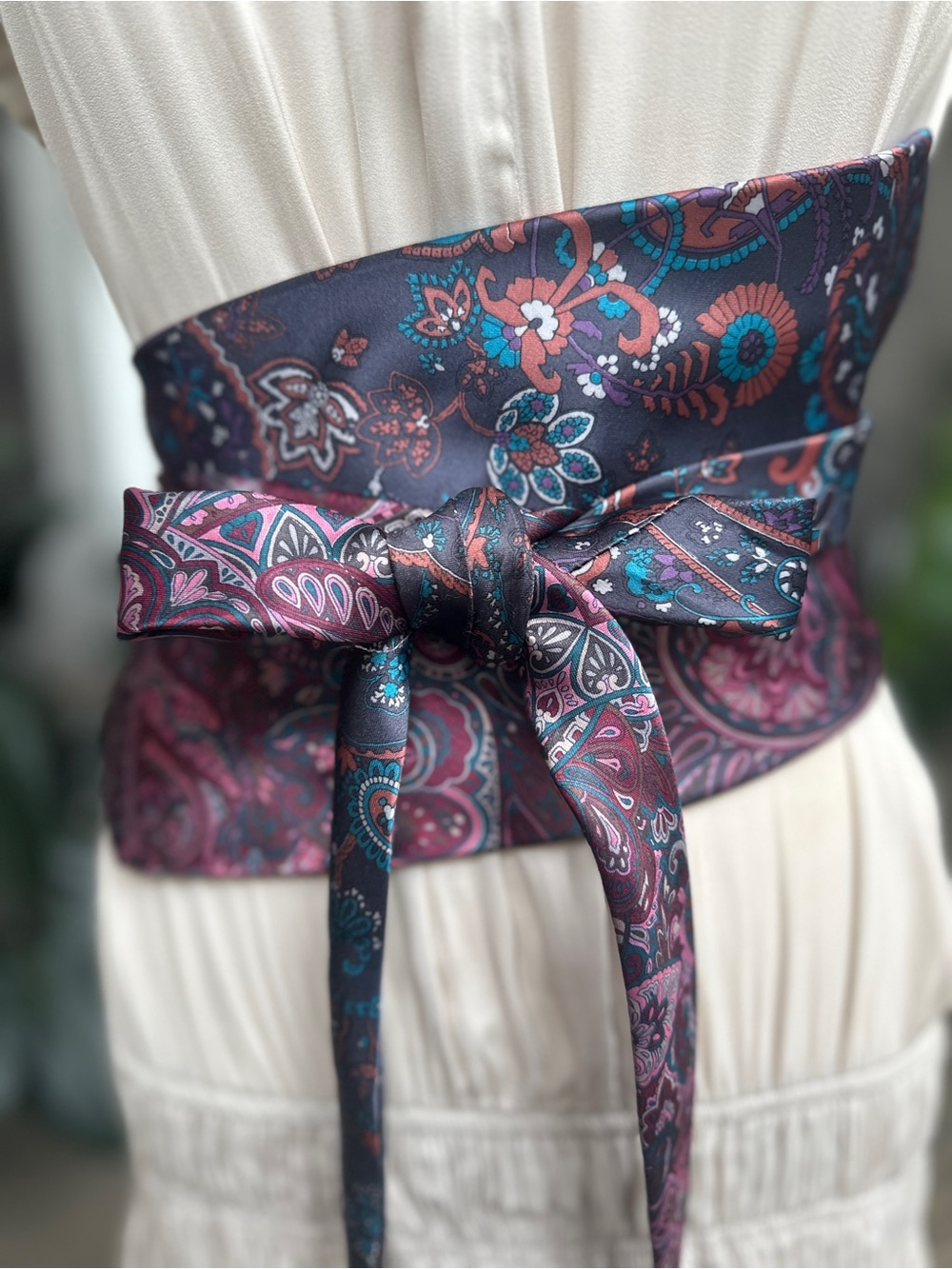 Upcycled Silk Necktie Obi Belt | Handmade Corset Style Belt | One-of-a-Kind | OS